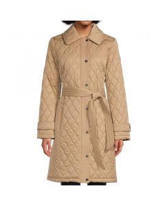 MICHAEL KORS BEIGE DETACHABLE HOOD BELTED COAT